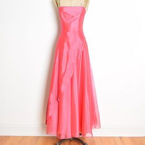 vintage 90s prom dress pink strapless long evening gown party dress magenta XS